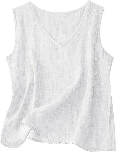 Linen Tank Tops for Women 2026 V Neck Sleeveless Gauze Shirts Lightweight Cotton Camisole Casual Soft Tanks Tunics in Kuwait