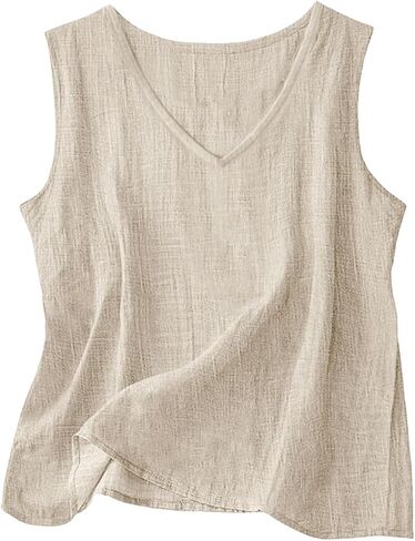 Linen Tank Tops for Women 2026 V Neck Sleeveless Gauze Shirts Lightweight Cotton Camisole Casual Soft Tanks Tunics in Kuwait