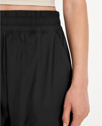 Barrel Pants Women Lightweight Quick Dry Elastic Waisted Sweatpants Baggy Tapered Leg Crop Ankle Trouser with Pockets(Black,L) in Saudi Arabia