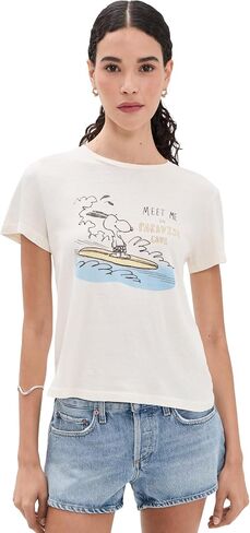 تي شيرت نسائي كلاسيكي من RE/DONE بتصميم Snoopy Hang Ten in Kuwait