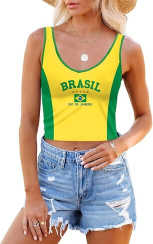 Maisolly Soccer Cup 2026 Women's Sleeveless Y2K Graphic Slim Fit Crop Tank Top in Saudi Arabia