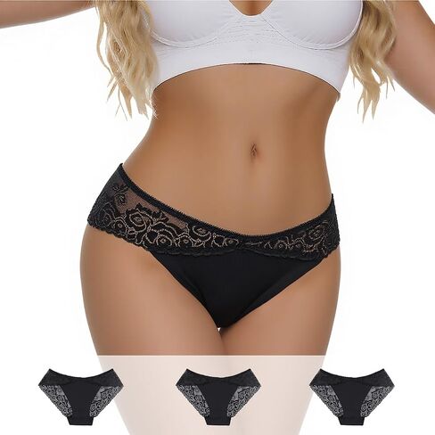 CCTOO Printed Underwear for Women Briefs Cotton Lingerie Sexy Lace Full Coverage Panties 3 Pack in Saudi Arabia