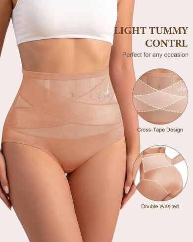 MEIYATING Women's High Waisted Underwear Tummy Control Postpartum Panties | Light Compression Panties Anti-roll Bones Breathable Full Coverage Ladies Shaping Briefs 4 Pack in Kuwait