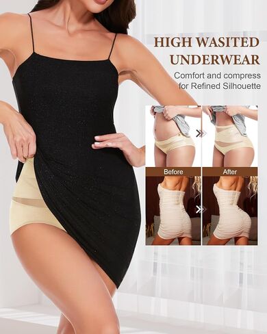 MEIYATING Women's High Waisted Underwear Tummy Control Postpartum Panties | Light Compression Panties Anti-roll Bones Breathable Full Coverage Ladies Shaping Briefs 4 Pack in Kuwait
