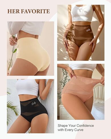 MEIYATING Women's High Waisted Underwear Tummy Control Postpartum Panties | Light Compression Panties Anti-roll Bones Breathable Full Coverage Ladies Shaping Briefs 4 Pack in Kuwait