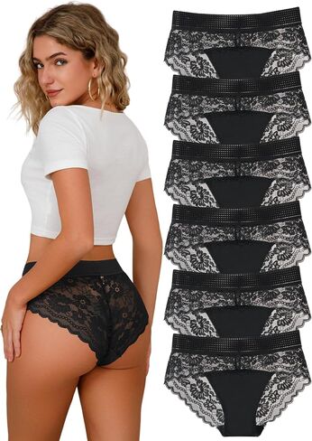 Lace Underwear for Women Lace Panties Sexy No Show Underwear Ladies Invisible Cheeky Women's Briefs Pack in Saudi Arabia