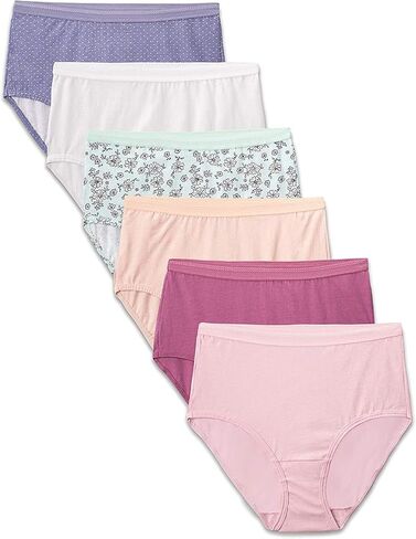 Fruit of the Loom Women's Cotton Brief Panty Assorted - 6 Pack, 6DBRIA1, Assorted, 7 in Kuwait