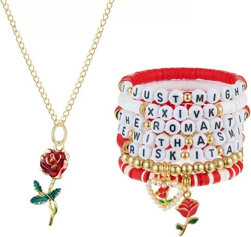 Rose Tour Merch Bracelets Set Romantic Rose Necklace Concert Album Inspired Friendship Bracelets Costume Outfit Accessories for Fans in Saudi Arabia