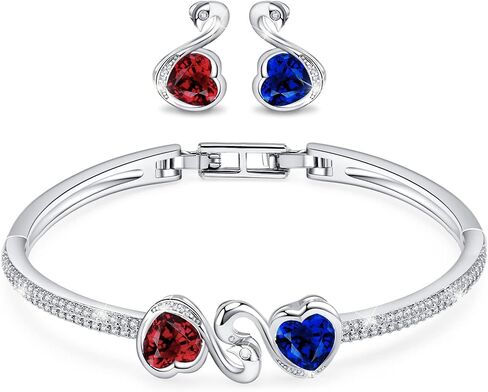 Fasion Jewelry Tennis Bracelets For Women 18K Gold Plating Adjustable Bracelets And Earring Sets With Crystal For Wife Girlfriend Or Mothers Idea Gift For Mother's day in Saudi Arabia