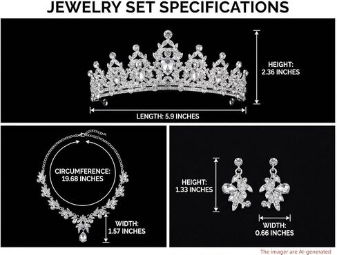 Crowns and Tiaras jewelry sets for Wedding princess birthday party Halloween Prom Pageant，Silver Crystal Bridal Jewelry Set for Women in Saudi Arabia