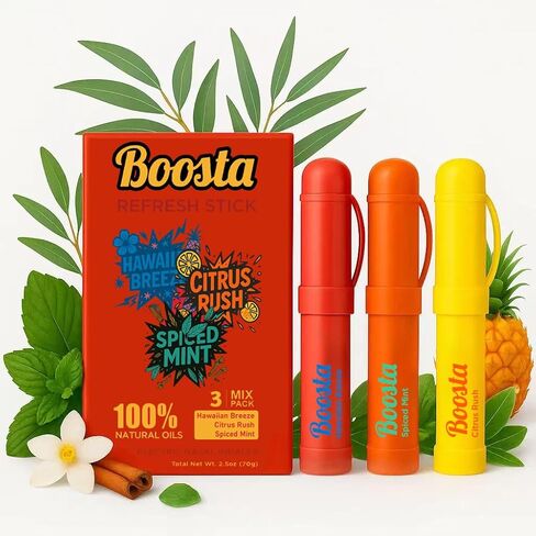 Nasal Inhaler Stick - Natural Oils Vapor Menthol Inhaler Energy & Focus Herbal Diffuser Pen - Non-Medicated Natural Eucalyptus Aromatherapy for Nasal Congestion Relief, Mixed 3-Pak in Kuwait