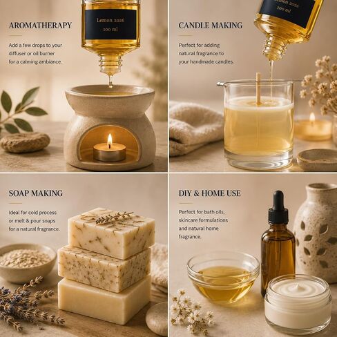 Lemon Essential Oil 100 ml by MarePort – 100% Pure, Cold-Pressed, Single Ingredient Organic Lemon Oil, Undiluted Oil for Diffuser, Aromatherapy, Candle Making & Soap Making in Kuwait