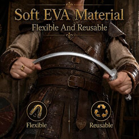 2Pcs 18'' Foam Safety Gold & Silver Colored Handle LARP Swords | Soft Flexible EVA Foam Pirate Swords, Lightweight & Safe For Halloween Cosplay & Costume Parties in Saudi Arabia