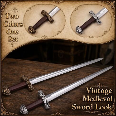 2Pcs 18'' Foam Safety Gold & Silver Colored Handle LARP Swords | Soft Flexible EVA Foam Pirate Swords, Lightweight & Safe For Halloween Cosplay & Costume Parties in Saudi Arabia