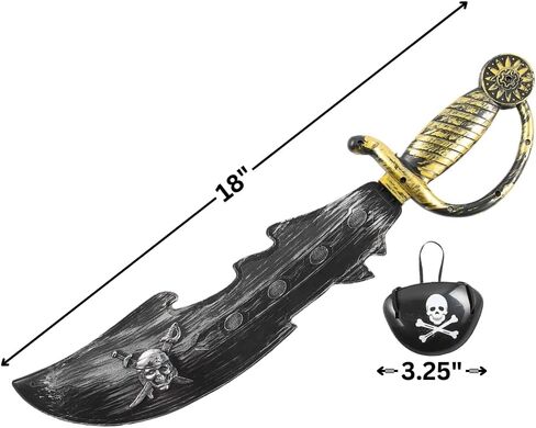 Fun Express Pirate Sword with Skull and Crossbones Eye Patch - Skull Sheath Costume Accessory - Handle Party Favor Decor - Halloween Costume Props - Set of 12 in Kuwait