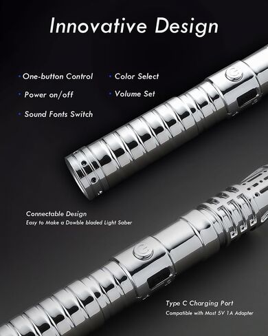 2 in 1 Dueling Light Saber Double-Bladed Light Sword Set, 16 Sound Fonts 12 RGB Colors 2 Pack Plastic Dueling Light Saber Toy for Birthday, Halloween, Cosplay Parties, Xmas (Silver) in Saudi Arabia