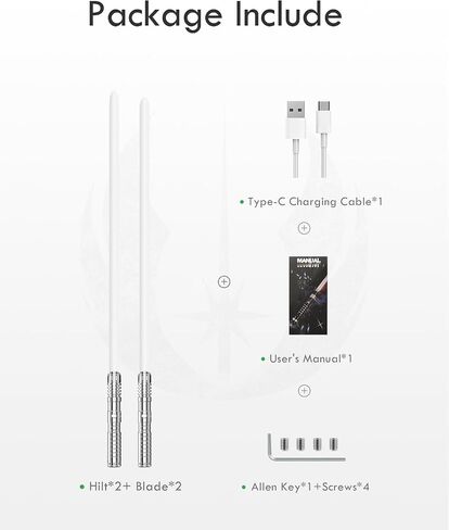 2 in 1 Dueling Light Saber Double-Bladed Light Sword Set, 16 Sound Fonts 12 RGB Colors 2 Pack Plastic Dueling Light Saber Toy for Birthday, Halloween, Cosplay Parties, Xmas (Silver) in Saudi Arabia
