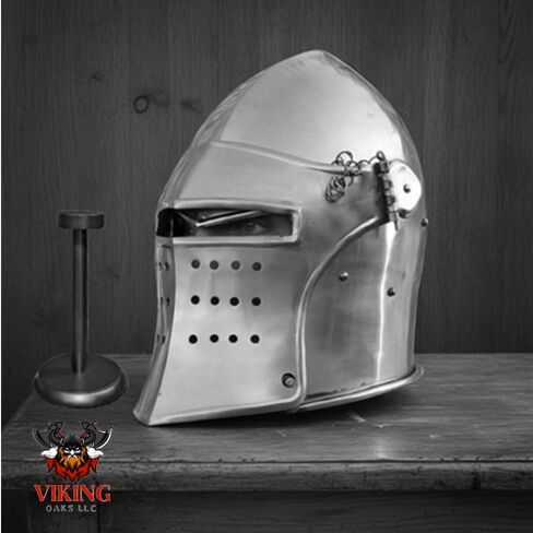 Barbuta Helmet | Renaissance Detachable Visor Barbute 18Guage Functional Helmets Armor Silver | Armour Wearable for Adult | Medieval Costumes Helm SCA LARP Replica Costume in Saudi Arabia