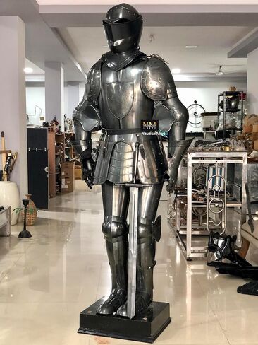 Black Knight Suit of Armor Full Size Aged Antiqued Finish Armor Medieval Period Full Body Armour Halloween Reenactment Historical Replica Costume in Kuwait