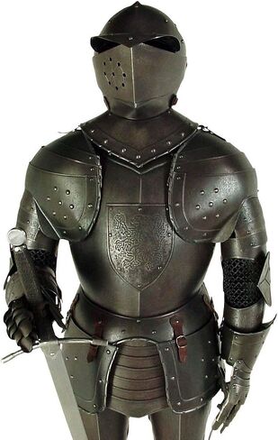 Black Knight Suit of Armor Full Size Aged Antiqued Finish Armor Medieval Period Full Body Armour Halloween Reenactment Historical Replica Costume in Kuwait