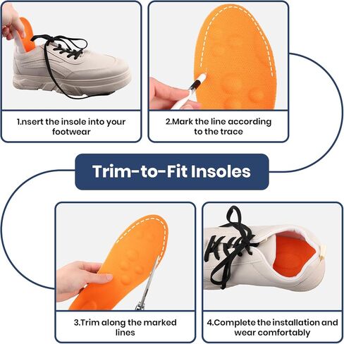 2 Pairs 4D Cloud Insoles for Men & Women, Shock Absorption Inserts, Soft Anti-Fatigue, Relieve Foot Pain, Memory Foam Insoles Trim to Fit All Shoe Types (Men 10-11/Women 12-13) in Kuwait