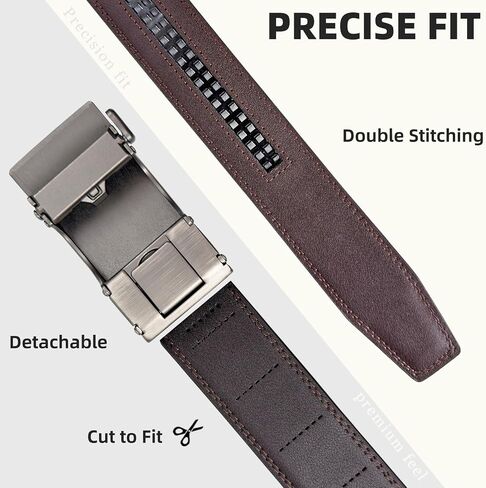 Mens Belt 2 Pack, Leather Ratchet Belts for Men - Trim to Fit Holeless Click Buckle for Dress, Casual & Jeans, 1 3/8" in Kuwait