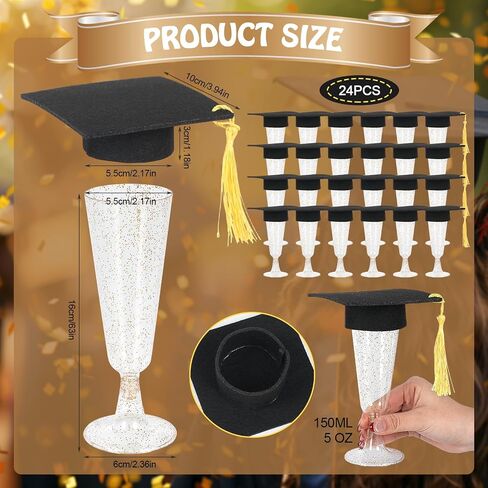 24 Set 2026 Graduation Candy Tubes Empty Plastic Grad Cap Jars Container with Tassels Bulk Class of 2026 Graduation Party Favors Candy Boxes for DIY Grad Table Party Supplies in Saudi Arabia