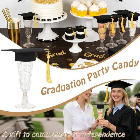 24 Set 2026 Graduation Candy Tubes Empty Plastic Grad Cap Jars Container with Tassels Bulk Class of 2026 Graduation Party Favors Candy Boxes for DIY Grad Table Party Supplies in Saudi Arabia