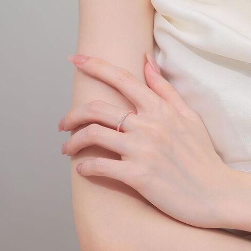 Delicate 14K Rose Gold Diamond Statement Ring for Her, Adorned with 0.12 Carat Wave Starlight Pavé VVS1 D-Color Stones, Subtle and Versatile Daily Band in Kuwait