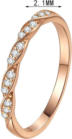 Delicate 14K Rose Gold Diamond Statement Ring for Her, Adorned with 0.12 Carat Wave Starlight Pavé VVS1 D-Color Stones, Subtle and Versatile Daily Band in Kuwait