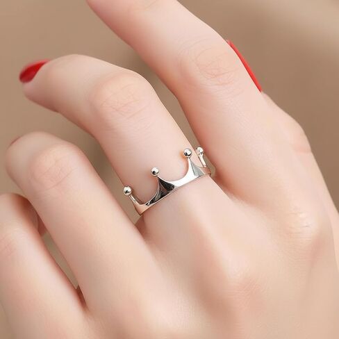 SOVATS 925 Sterling Silver Crown Ring for Women - Rhodium Plated Fashion Ring - Hypoallergenic Nickel-Free Jewelry - Delicate Royal Design - Available in Sizes 5-9 - Comes with Elegant Gift Box in Saudi Arabia