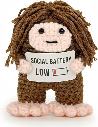Handmade Crochet Bigfoot Figurine, Mini Sasquatch Desk Decor Collectible, Funny Introvert Bigfoot Gift for Adults, Home Office & Cabin Decor, Gift Bag Included (NOT Lost. JUST Hiding.) in Saudi Arabia