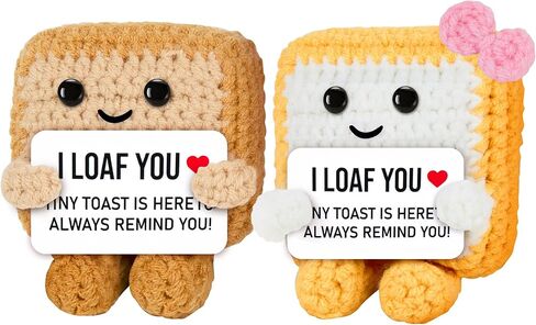 Handmade Crochet Toast Birthday Gift for Her Him Loved one– Cute Knitted Toast Figurine with Gift Card, Funny Small Birthday Present, Cozy Desk Shelf Decor Keepsake for Friends Family Coworkers in Saudi Arabia