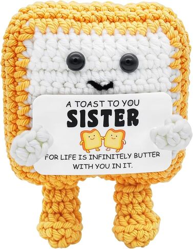 Handmade Crochet Toast Birthday Gift for Her Him Loved one– Cute Knitted Toast Figurine with Gift Card, Funny Small Birthday Present, Cozy Desk Shelf Decor Keepsake for Friends Family Coworkers in Kuwait