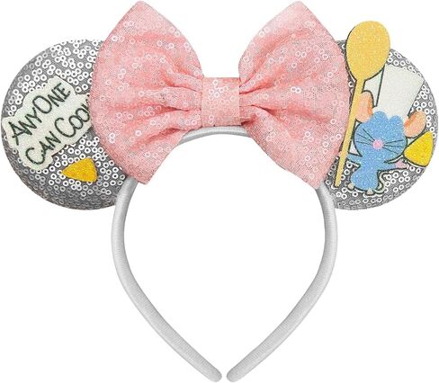Trnerm Mouse Ears Headband for Adult, Sequin Pink Bows Park Ears for Halloween Costume - Mouse in Saudi Arabia