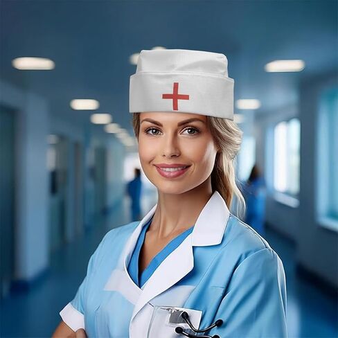 Nurse Hat | Nurse Costume Hat | Vintage Nurses Hats | White Nurses Cap | Old Fashioned Hospital Uniform Caps | Nursing Cap | Nursing Costume Accessories | White | One Size | Unisex in Kuwait