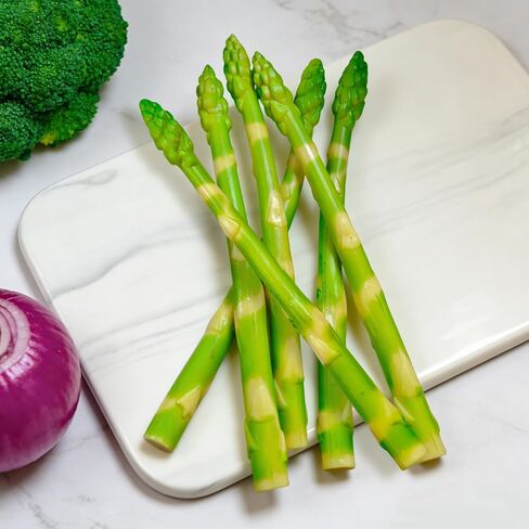 6PCS Fake Asparagus Artificial Vegetable Model - Realistic Lifelike Simulated Plastic Asparagus Decor for Kitchen Display, Restaurant Props, Food Photography, Halloween & Party Decoration in Kuwait