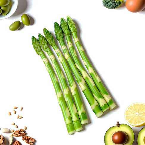 6PCS Fake Asparagus Artificial Vegetable Model - Realistic Lifelike Simulated Plastic Asparagus Decor for Kitchen Display, Restaurant Props, Food Photography, Halloween & Party Decoration in Kuwait