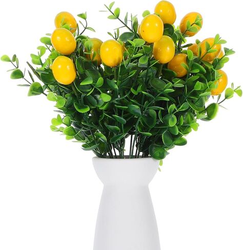 Cabilock 8pack Fake Lemon Branches Artificial Yellow Faux Lemons Decorations Eucalyptus Leaf Stems Tables Centerpiece for Kitchen Stem Fruits for Home Spring Summer Party Decor in Saudi Arabia