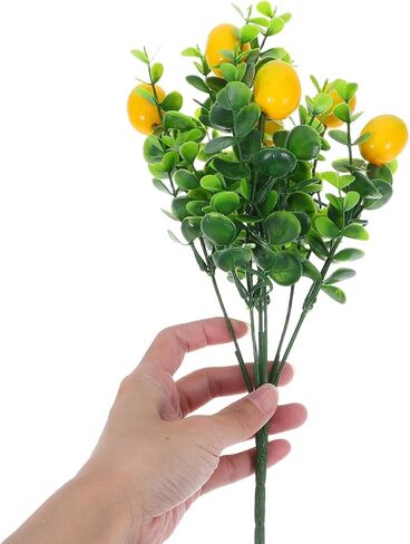 Cabilock 8pack Fake Lemon Branches Artificial Yellow Faux Lemons Decorations Eucalyptus Leaf Stems Tables Centerpiece for Kitchen Stem Fruits for Home Spring Summer Party Decor in Saudi Arabia