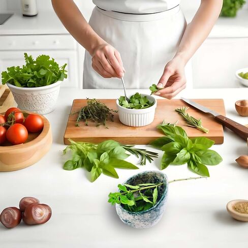 Pottery Herb Stripper Bowl Multi Size Holes Ceramic Stripping Tool Decorative Leaf Cilantro Parsley Basil Veggies Durable Kitchen Gadget in Saudi Arabia