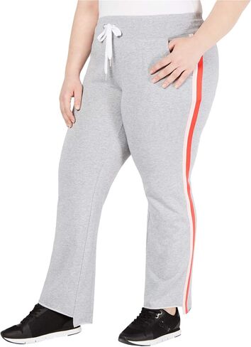 Calvin Klein Womens Striped Step-Hem Straight Leg Jogger Casual Pants, Grey, Plus Size, 2X / 32L in Kuwait
