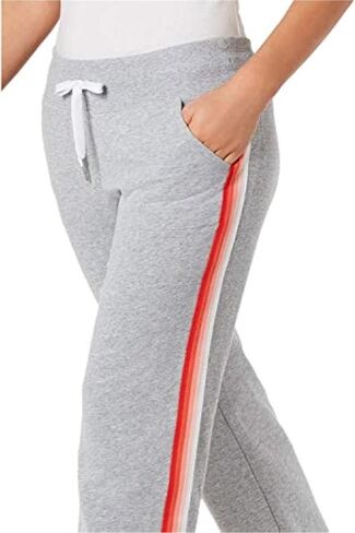 Calvin Klein Womens Striped Step-Hem Straight Leg Jogger Casual Pants, Grey, Plus Size, 2X / 32L in Kuwait