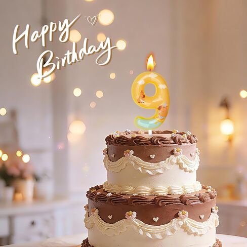 شموع عيد ميلاد كابيبارا، زينة حفلات عيد ميلاد كابيبارا، شموع أرقام عيد الميلاد لتزيين الكيك ومستلزمات الحفلات (أصفر، رقم 9) in Kuwait