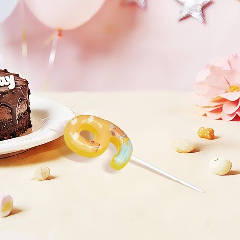 شموع عيد ميلاد كابيبارا، زينة حفلات عيد ميلاد كابيبارا، شموع أرقام عيد الميلاد لتزيين الكيك ومستلزمات الحفلات (أصفر، رقم 9) in Kuwait