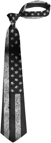 Mens Ties Adjustable Extra Long Tie Breathable and Skin-friendly Vintage Retro American Flag Black Printed Tie for Formal Occasion in Kuwait