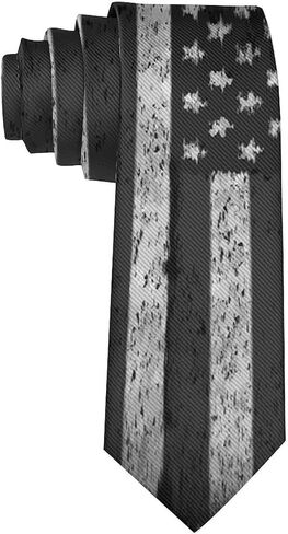 Mens Ties Adjustable Extra Long Tie Breathable and Skin-friendly Vintage Retro American Flag Black Printed Tie for Formal Occasion in Kuwait
