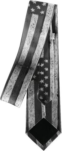 Mens Ties Adjustable Extra Long Tie Breathable and Skin-friendly Vintage Retro American Flag Black Printed Tie for Formal Occasion in Kuwait