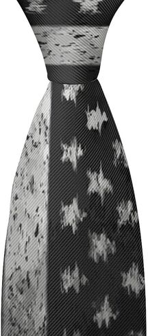 Mens Ties Adjustable Extra Long Tie Breathable and Skin-friendly Vintage Retro American Flag Black Printed Tie for Formal Occasion in Kuwait