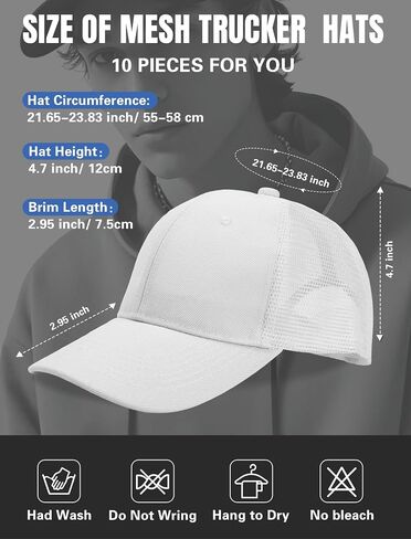 10 Pack Blank Mesh Trucker Hats Bulk Blank Baseball Cap Adjustable Snapback for Men Women in Saudi Arabia